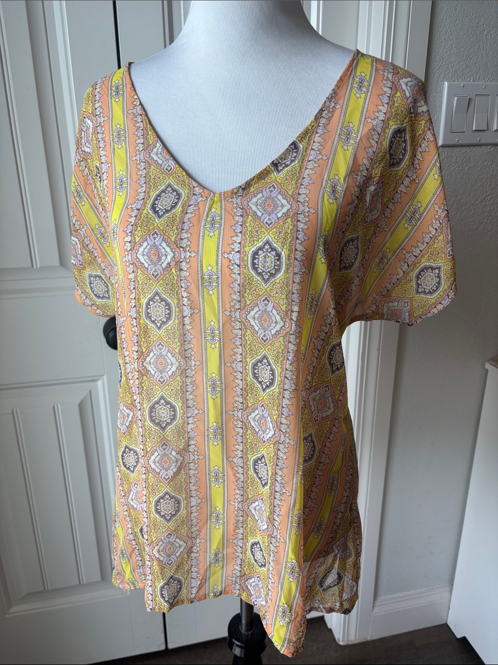 SHOW ME YOUR MUMU Boho Paisley Top in Peach, Yellow - Picture 1 of 7